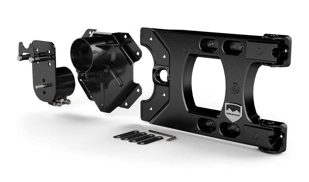 TeraFlex Jeep JK/JKU Alpha HD Hinged Spare Tire Carrier & Alpha HD Adjustable Spare Tire Mounting Kit - Complete