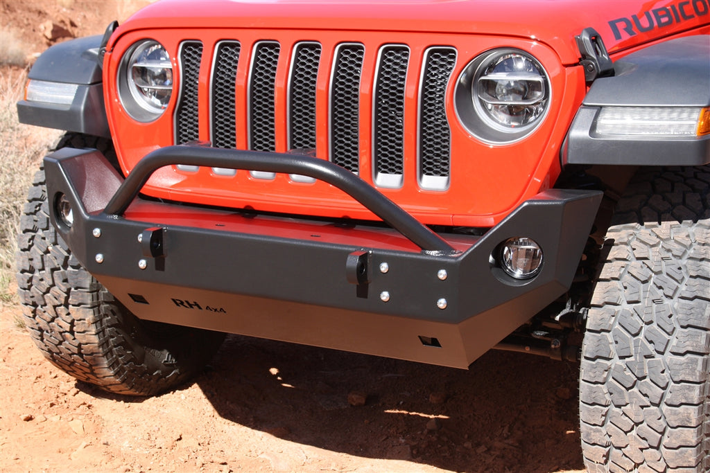 ROCK HARD 4X4™ ALUMINUM PATRIOT SERIES MID-WIDTH FRONT BUMPER FOR JEEP WRANGLER JLU / JL 2018 + [RH-90249]